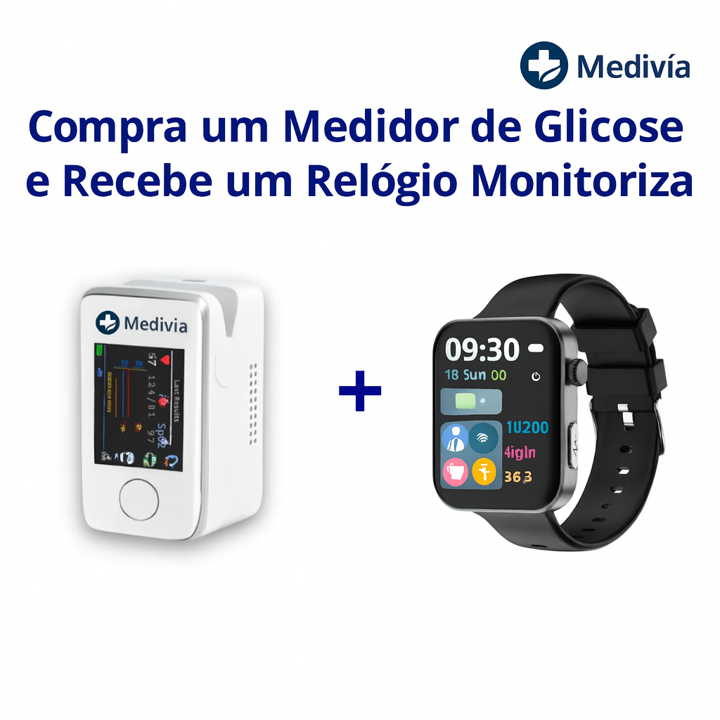 KIT PROMOCIONAL: Medidor de Glicose Não Invasivo + Relógio Inteligente